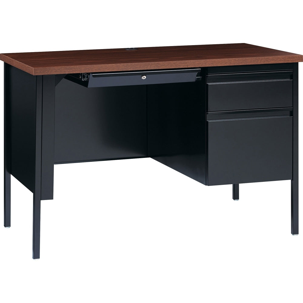 Lorell Fortress 46inW Right-Pedestal Computer Desk, Black/Walnut