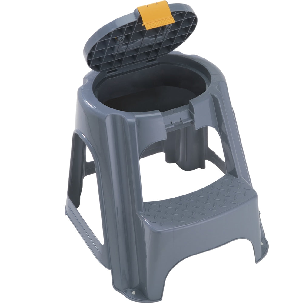 Inval Rimax 2-Step Plastic Step Stool With Top Organizer Compartment, 17-7/16inH x 18-15/16inW x 21-1/4inD, Gray