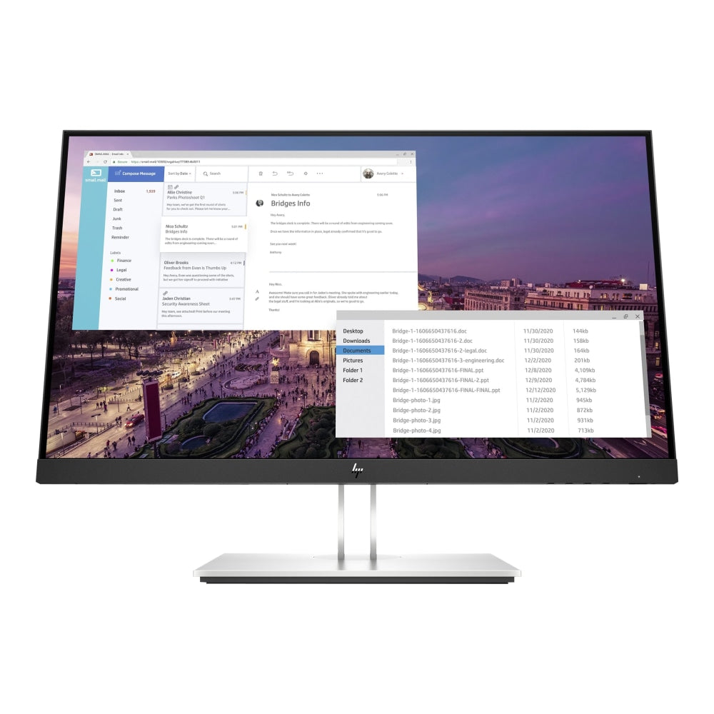 HP E23 G4 - E-Series - LED monitor - 23in - 1920 x 1080 Full HD (1080p) @ 60 Hz - IPS - 250 cd/m2 - 1000:1 - 5 ms - HDMI, VGA, DisplayPort - black, silver