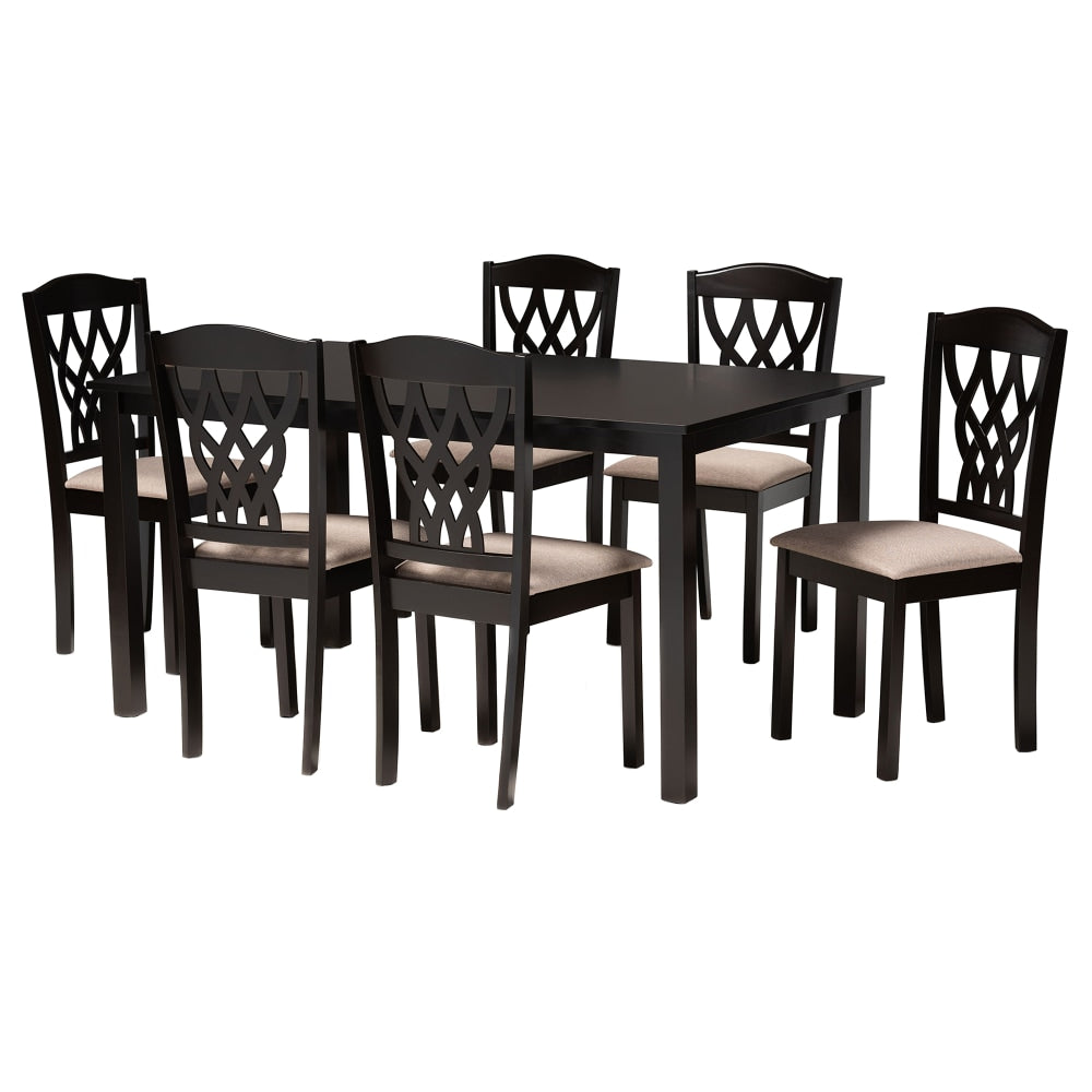 Baxton Studio Salem Dining Set, 29-3/16inH x 59-1/16inW x 35-7/16inD, Sand/Dark Brown