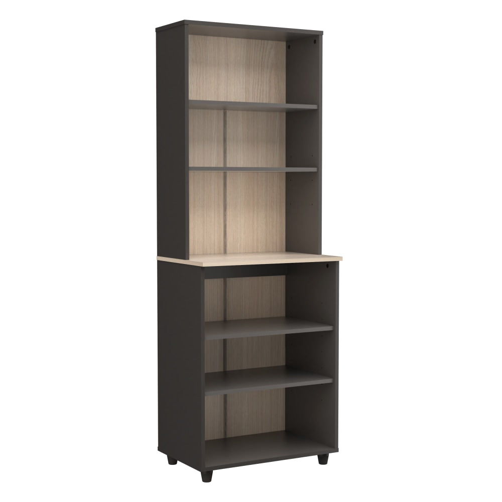 Inval Kratos Series 24inW Cabinet With Open Shelving, Dark Gray/Maple