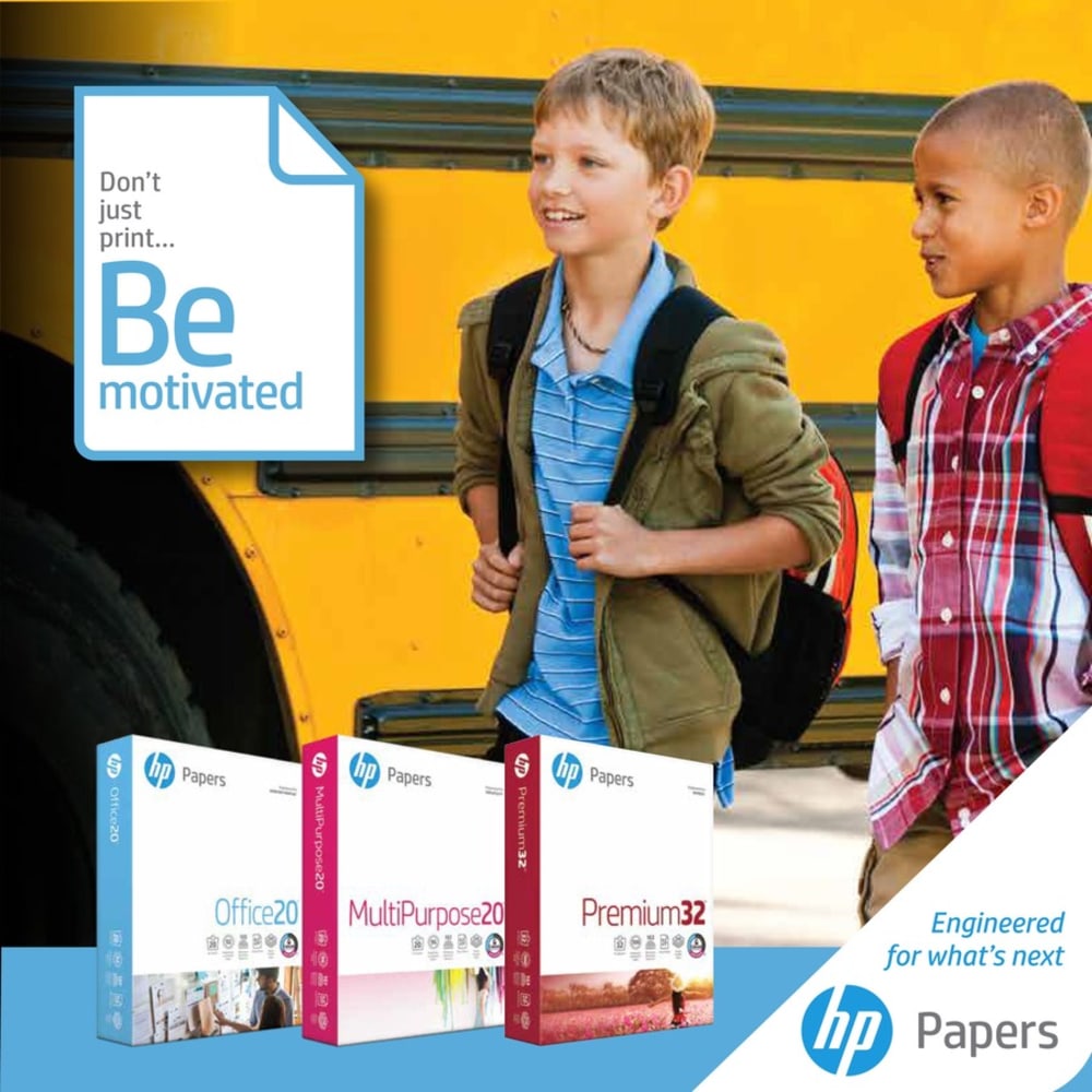 HP Papers Inkjet Paper, White, Letter Size (8 1/2in x 11in), 1500 Sheets Total, 500 Sheets Per Ream, Case Of 3 Reams, 20 lb, 96  Brightness