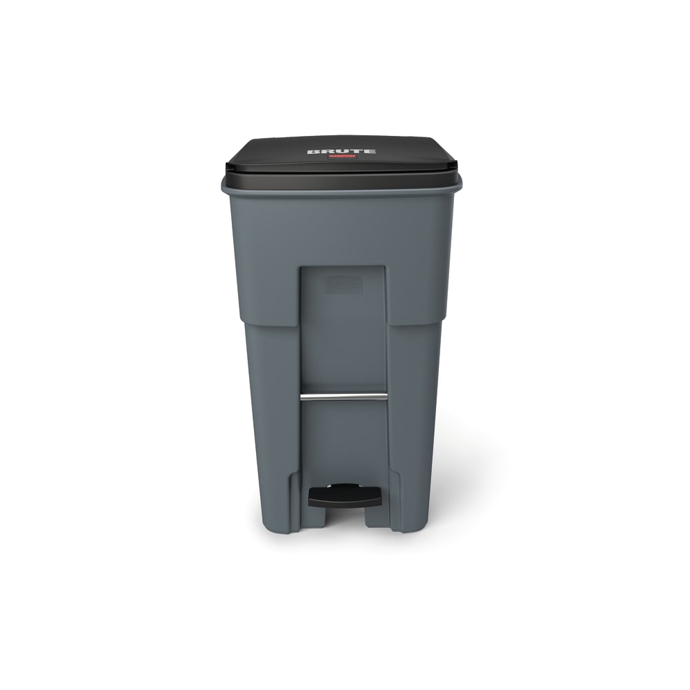 Rubbermaid Commercial BRUTE Rectangular Polyethylene Rollout Bin, Step-On, 65 Gallons, Gray