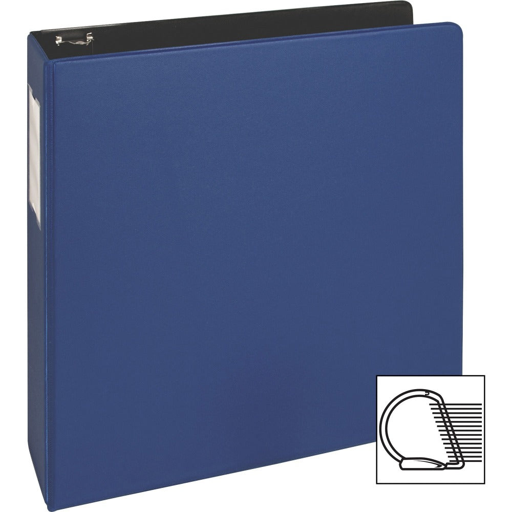 Business Source Slanted D-Ring Binders, 2in Ring, Blue