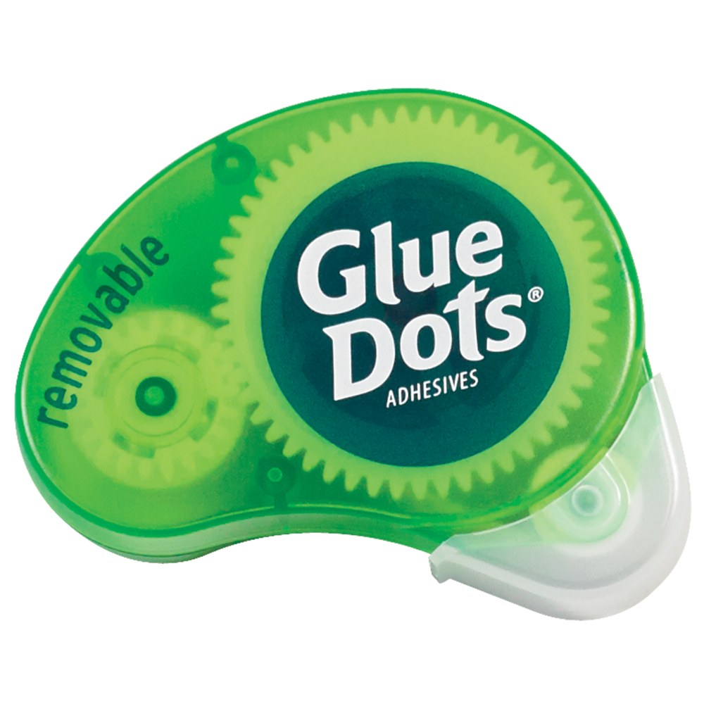 Glue Dots Dot N Go Dispensers, Removable, Clear/Green, Case Of 6