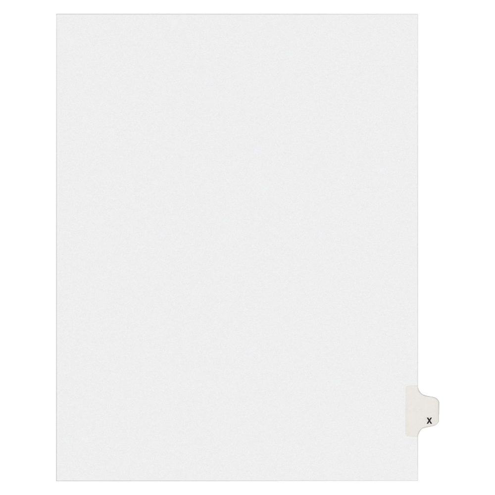 Avery Allstate-Style 30% Recycled Collated Legal Exhibit Dividers, 8 1/2in x 11in, White Dividers/White Tabs, X, Pack Of 25 Tabs