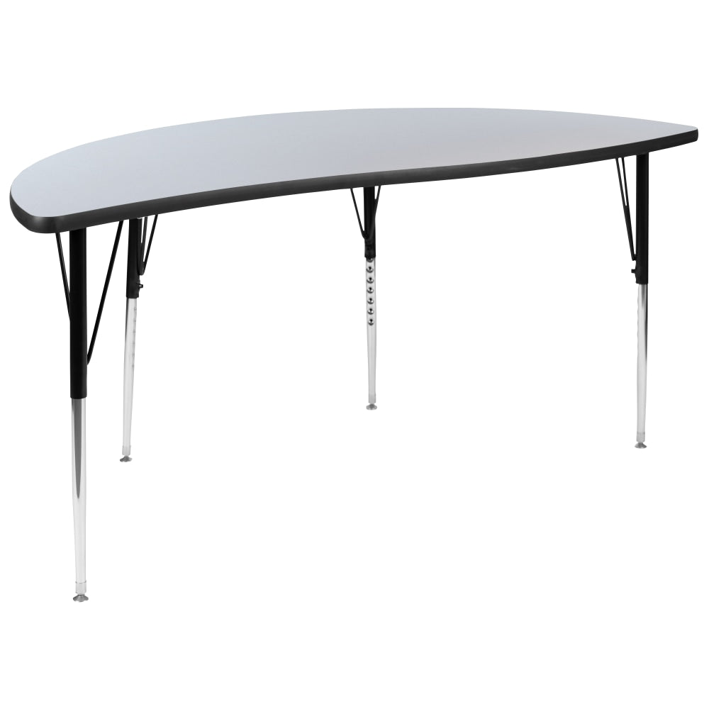 Flash Furniture Half Circle Wave Flexible Collaborative Thermal Laminate Activity Table With Standard Height-Adjustable Legs, 30-1/4inH x 30inW x 60inD, Gray