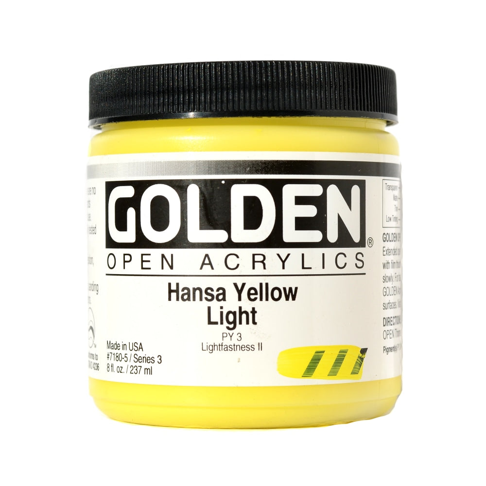 Golden OPEN Acrylic Paint, 8 Oz Jar, Hansa Yellow Light