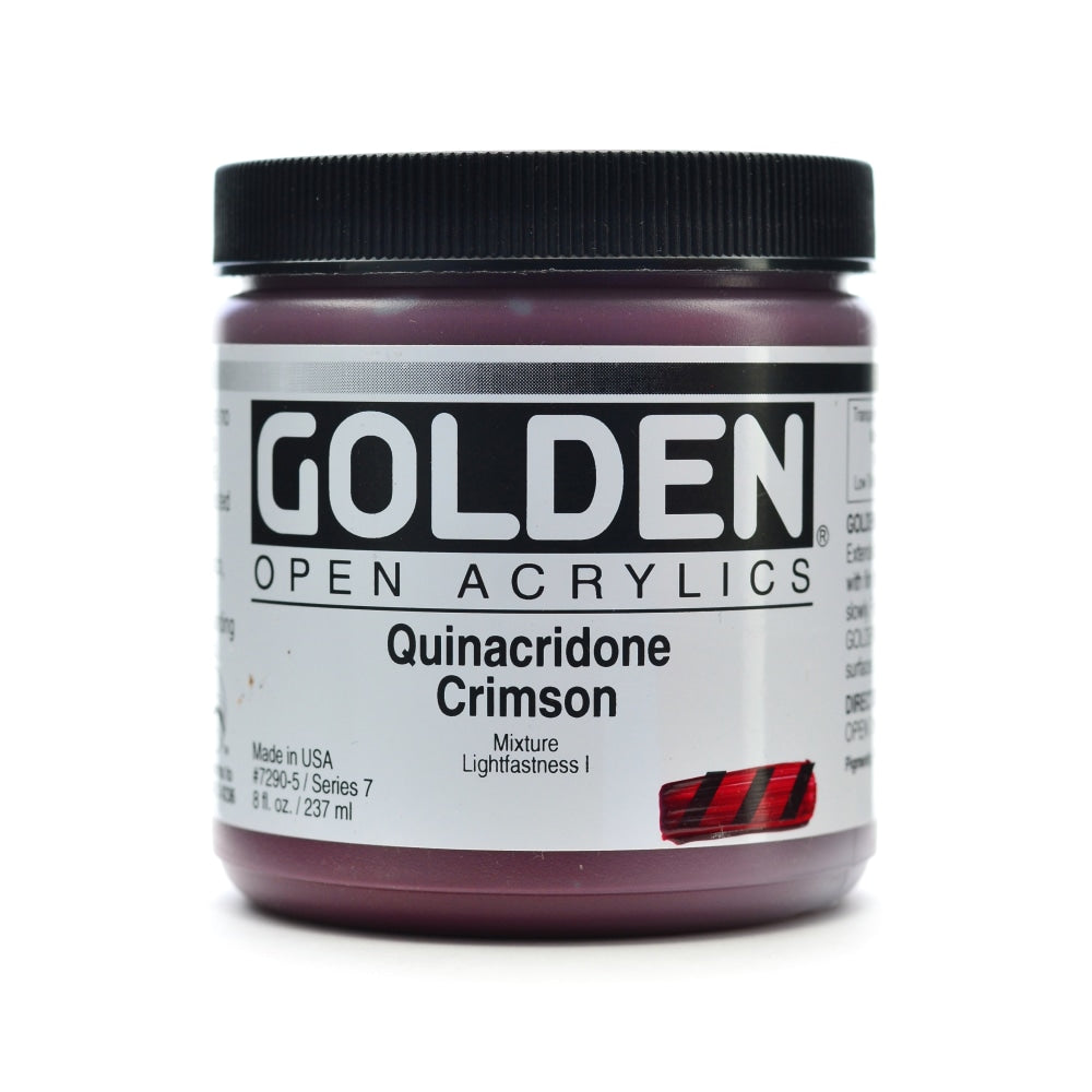 Golden OPEN Acrylic Paint, 8 Oz Jar, Quinacridone Crimson