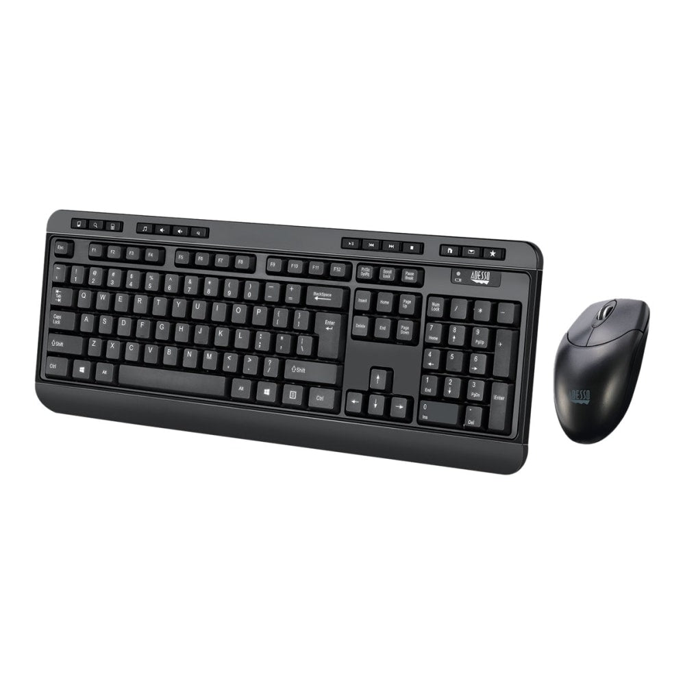 Adesso Antimicrobial Wireless Desktop Keyboard and Mouse Combo, Black