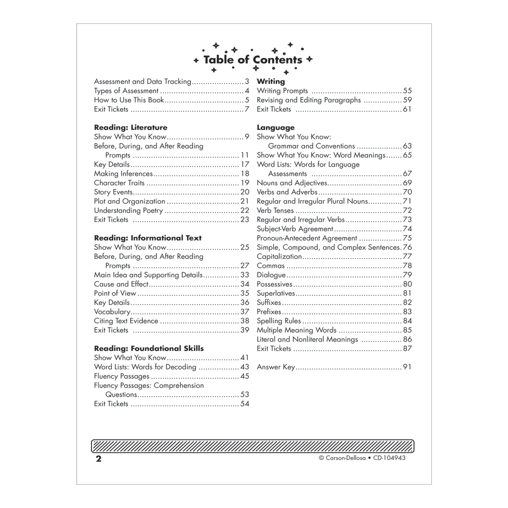 Carson-Dellosa Instant Assessments For Data Tracking Language Arts Resource Book, Grade 3