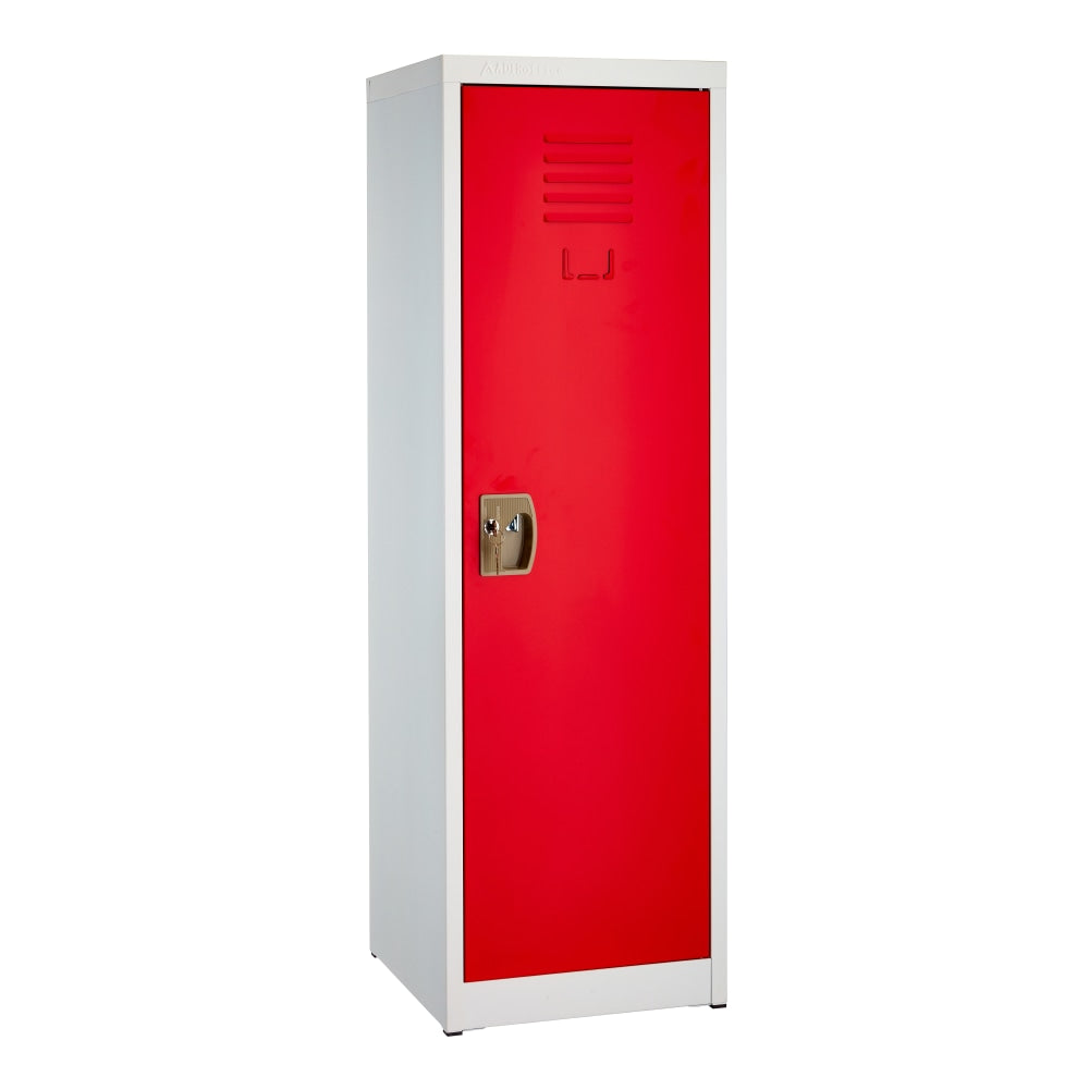 Alpine Kids' 1-Tier Steel Locker, 48inH x 15inW x 15inD, Red