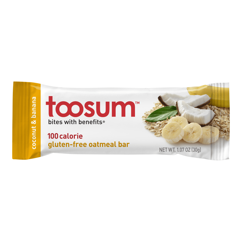 Toosum Healthy Foods Oatmeal Bars, Coconut and Banana, 1.07 Oz, Pack Of 120 Bars