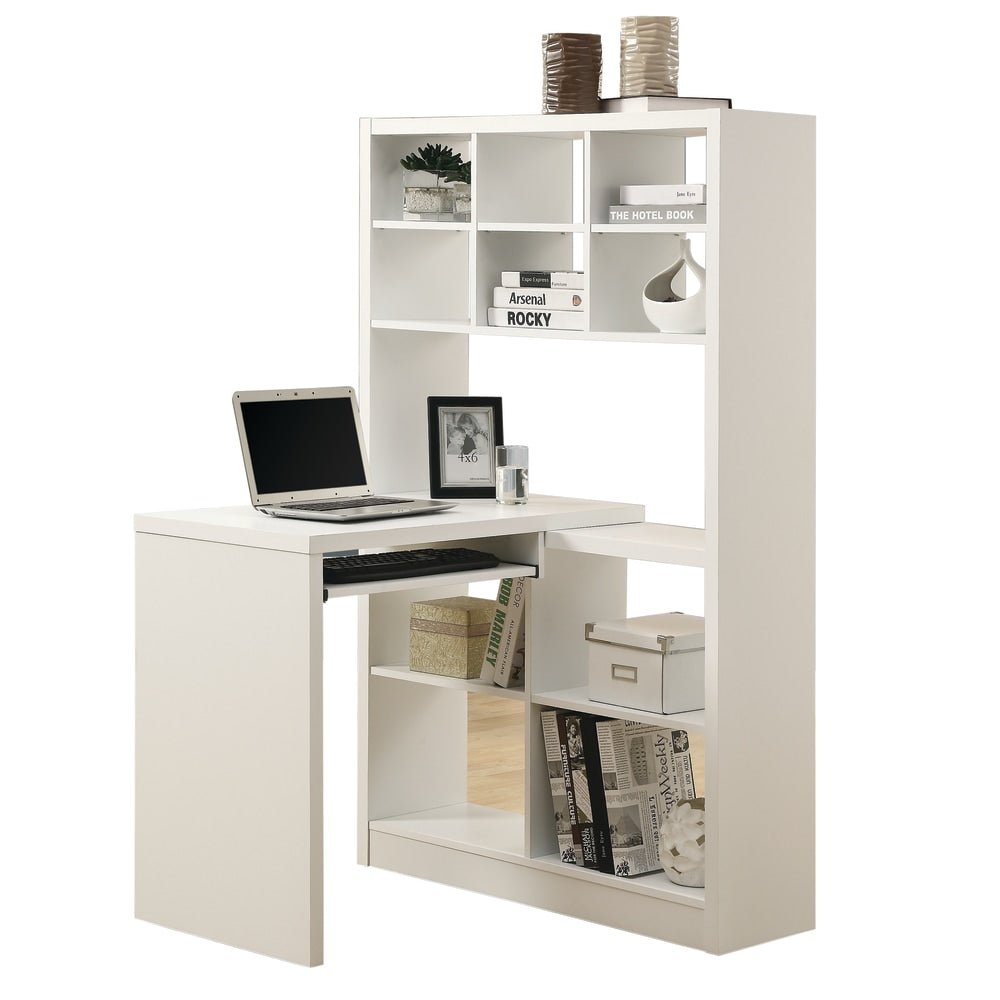 Monarch Specialties 38inW Corner Desk With Built-In Shelves, White