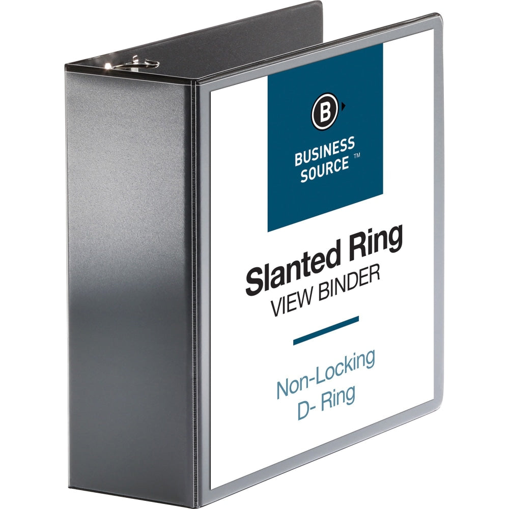 Business Source Basic D-Ring View Binders - 4in Binder Capacity - Letter - 8 1/2in x 11in Sheet Size - D-Ring Fastener(s) - Polypropylene - Black - 1 / Each