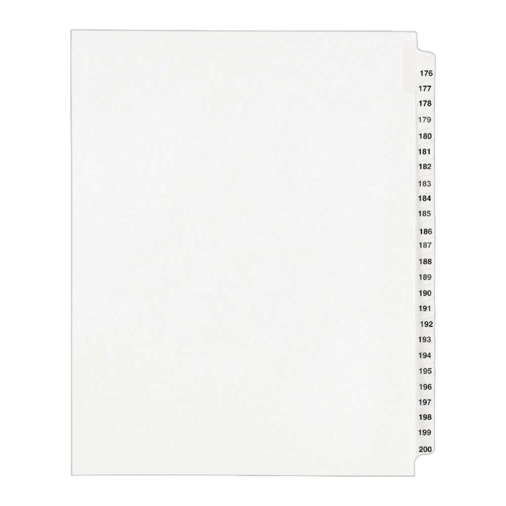 Avery  Standard Collated Legal Dividers, Avery Style, 8 1/2in x 11in, White Dividers/White Tabs, 176-200, Pack Of 25