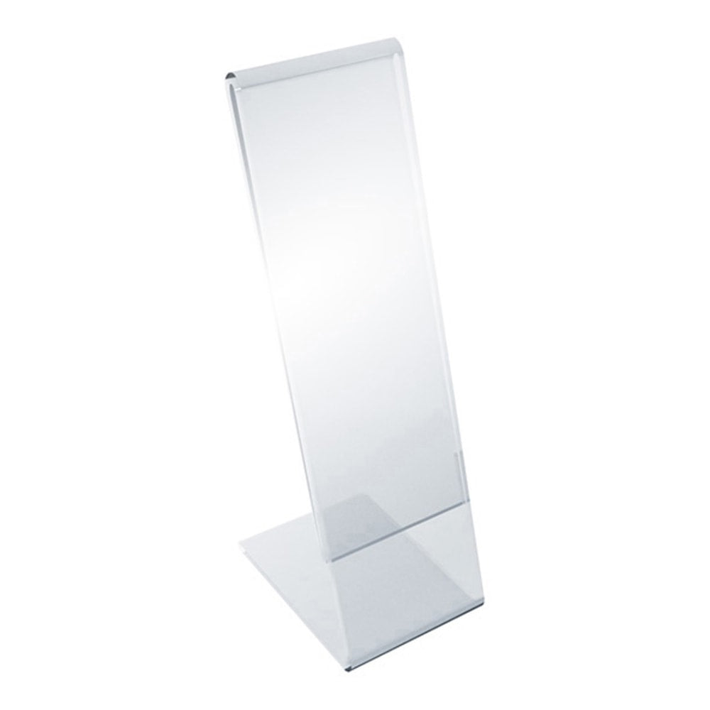 Azar Displays L-Shaped Tabletop Sign Holders, 8inH x 2inW x 3inD, Clear, Pack Of 10 Holders