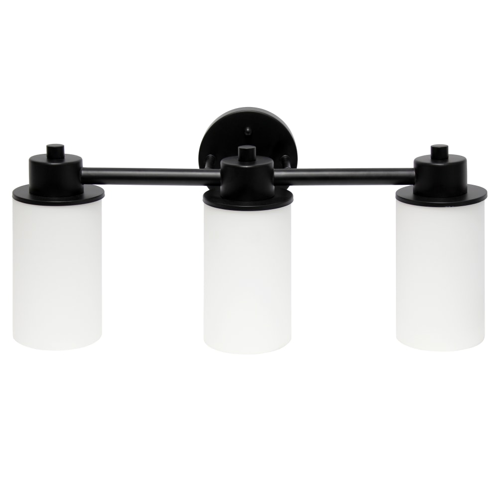 Lalia Home Essentix 3-Light Wall Mounted Vanity Light Fixture, 6-1/2inW, Opaque White/Black