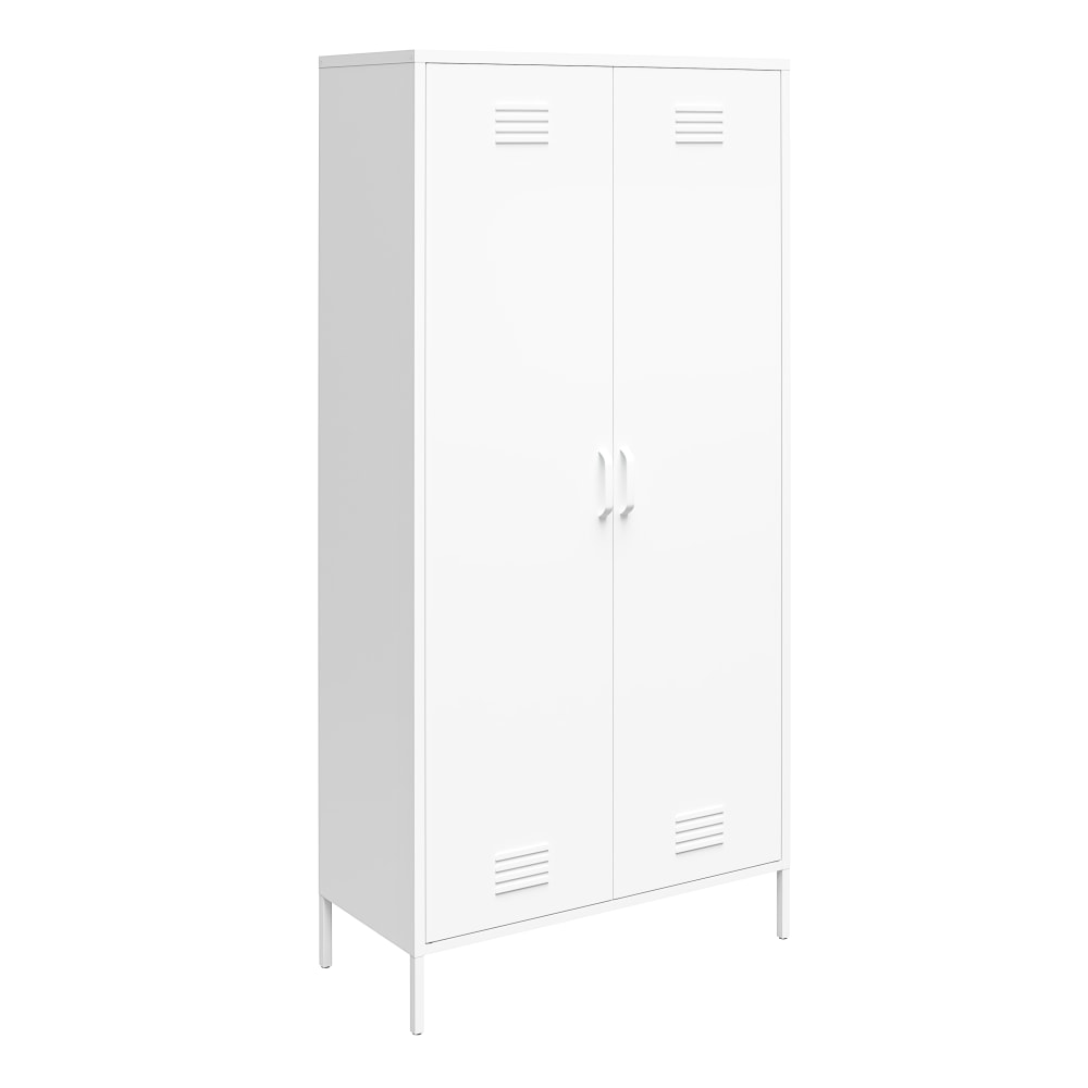 Ameriwood Home Mission District Tall 2-Door Metal Locker Cabinet, 72-7/8inH x 35-7/16inW x 15-3/4inD, White