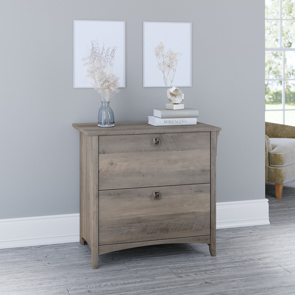 Bush Furniture Salinas 31-3/4inW x 20inD Lateral 2-Drawer File Cabinet, Driftwood Gray, Standard Delivery