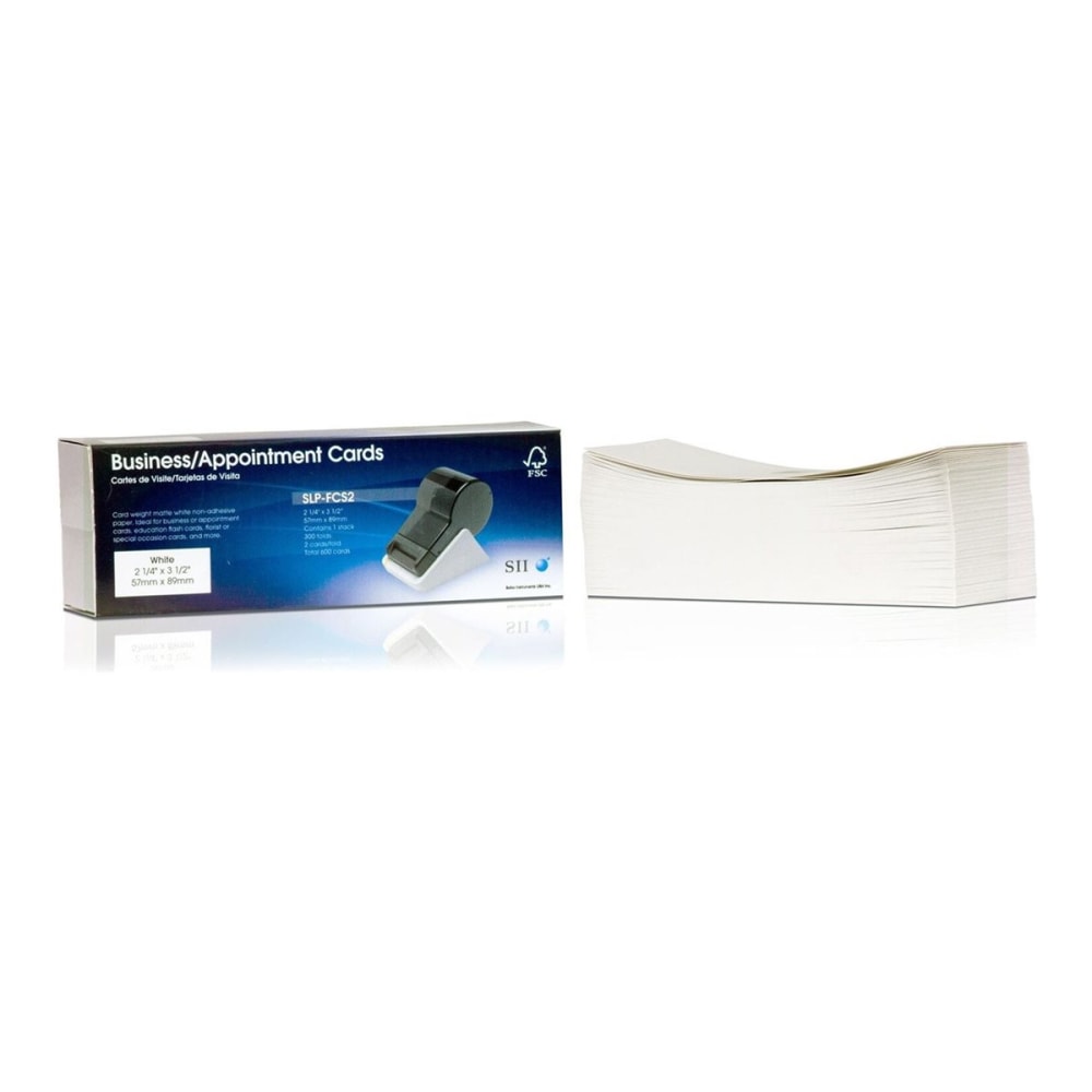 Seiko Instruments SLP-FCS2 - White - 2.25 in x 3.5 in - 140 g/m2 - 600 card(s) appointment/business cards - for Smart Label Printer 420, 430, 440, 440 Office Administration Pack, 450, 620, 650SE