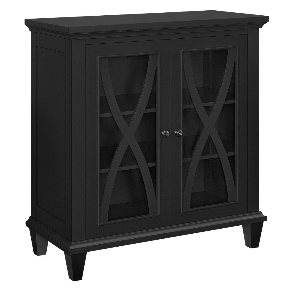 Ameriwood Home Ellington Double-Door Accent Cabinet, 3 Shelves, Black