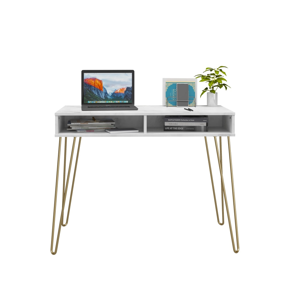 Ameriwood Home Athena 41inW Computer Desk With Storage, White