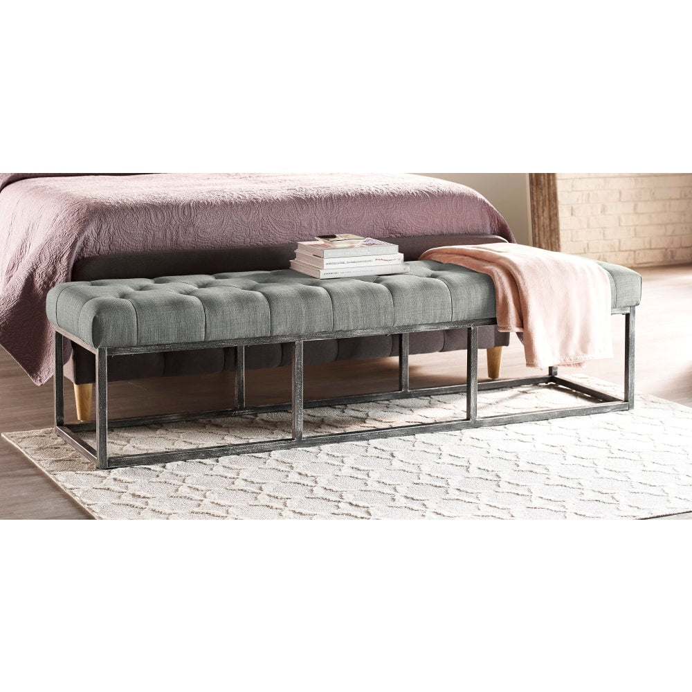 Serta Danes Tufted Bench, Pearl Gray/Iron