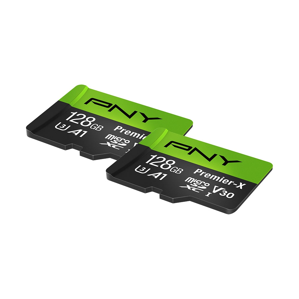 PNY Premier-X Class 10 U3 V30 100 Mbps microSDXC Flash Memory Cards, Pack Of 2 Memory Cards