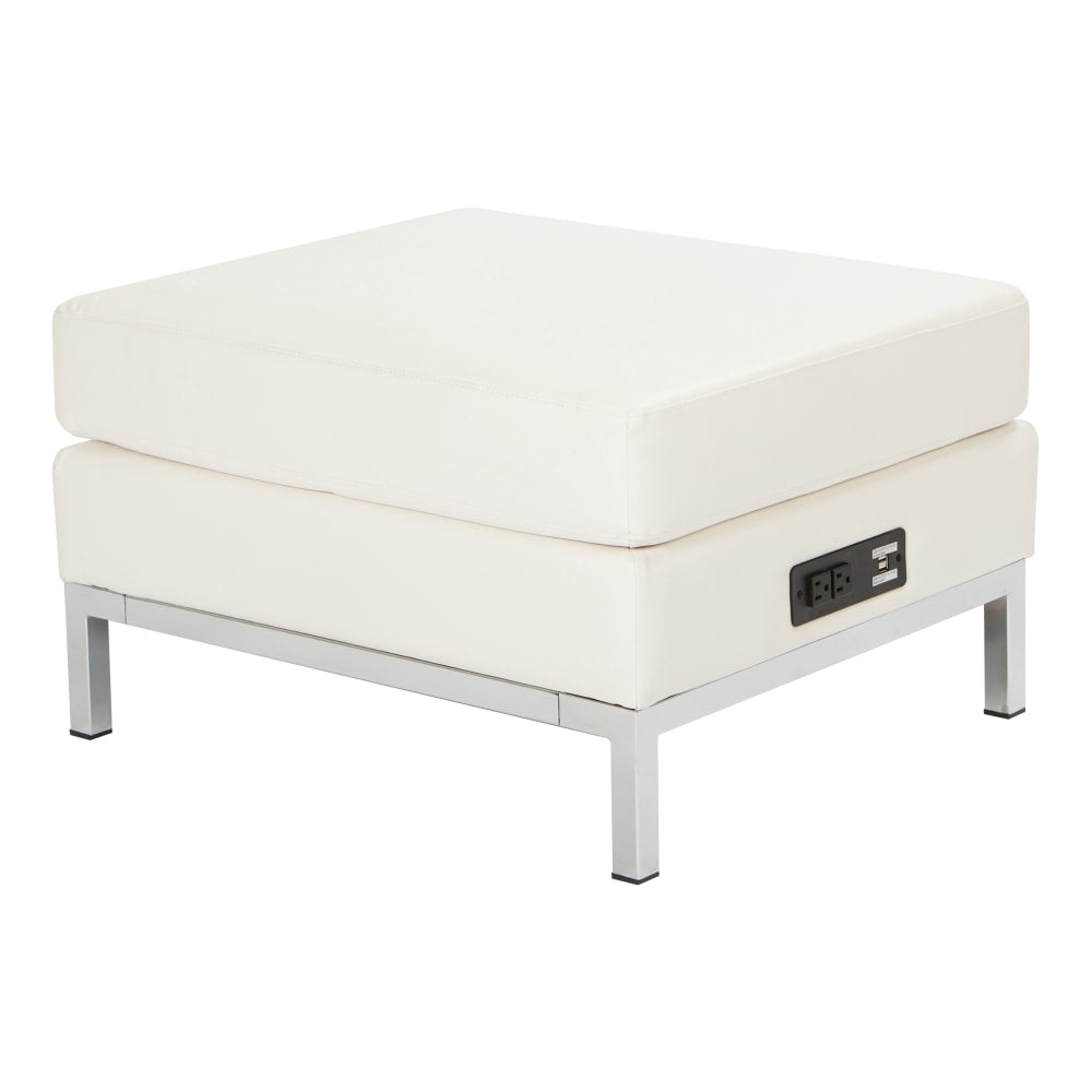 Ave Six Wall Street Charging Ottoman, White