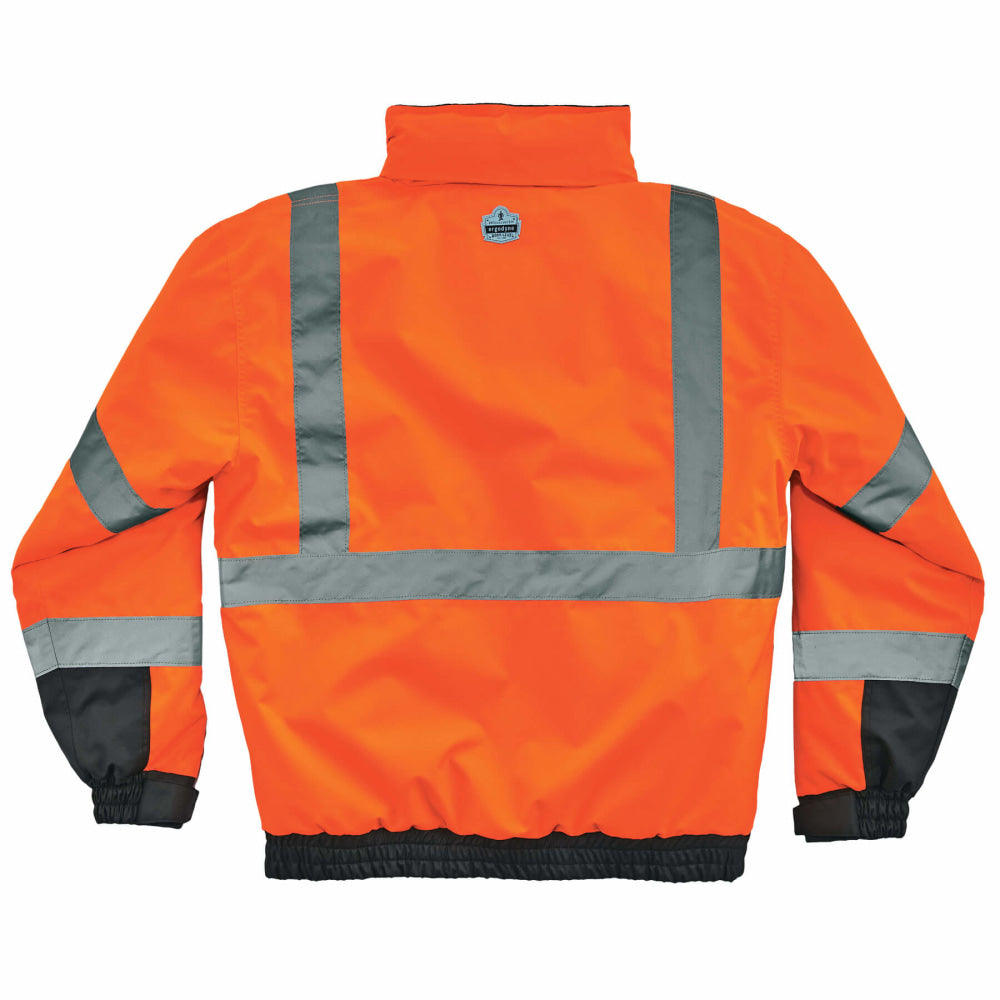 Ergodyne GloWear 8377 Type-R Class 3 Quilted Bomber Jacket, Small, Orange