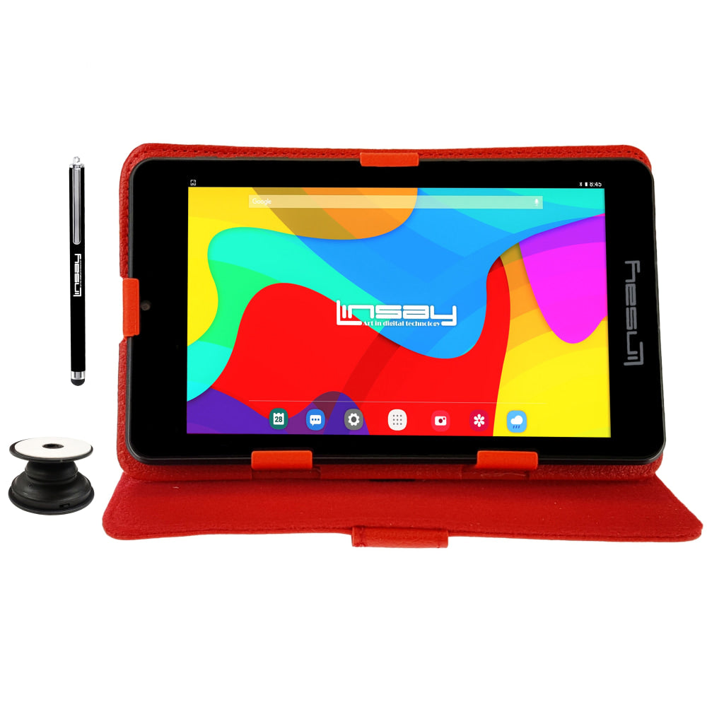 Linsay F7 Tablet, 7in Screen, 2GB Memory, 64GB Storage, Android 13, Red