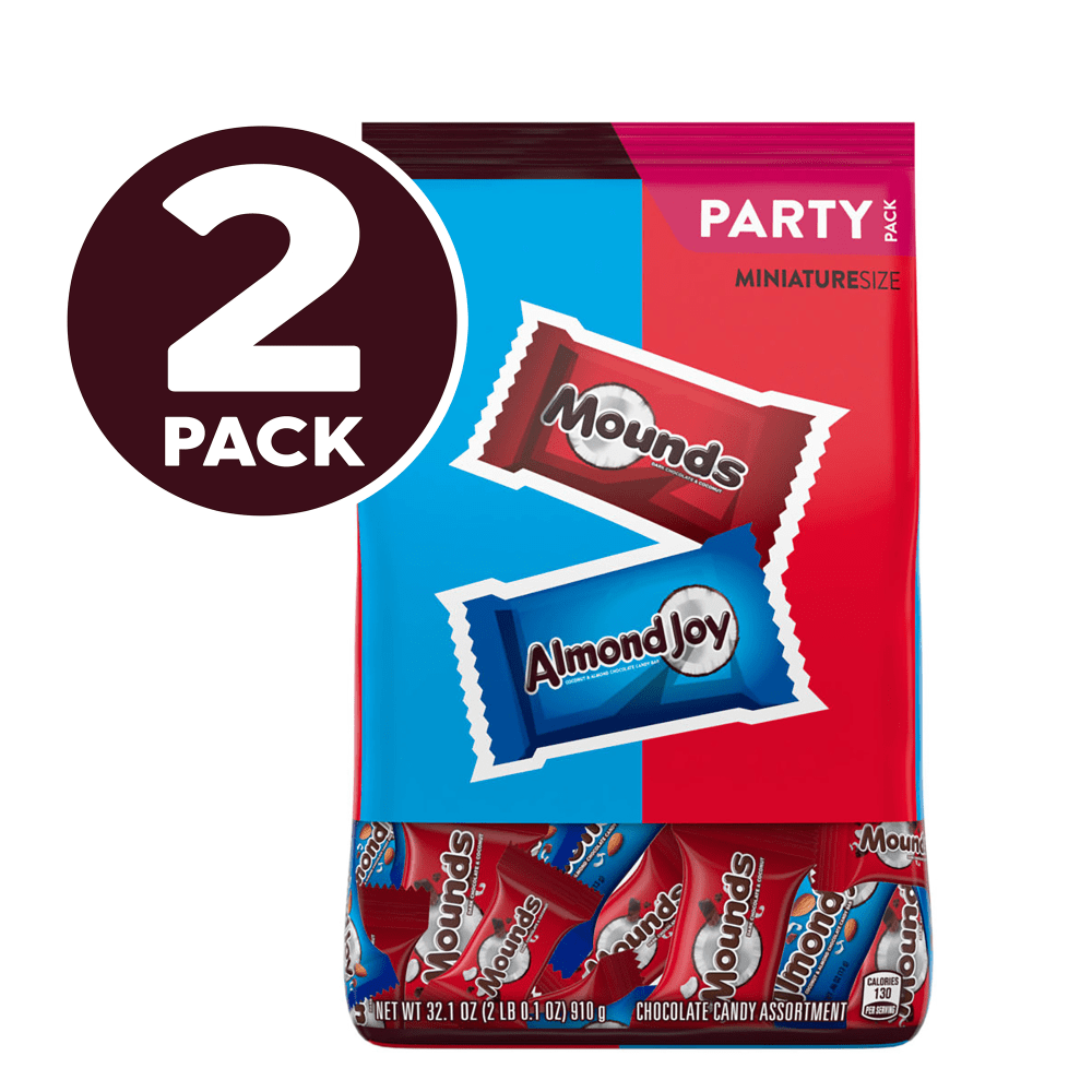 Hersheys Almond Joy And Mounds Miniatures Candy Party Packs, 32.1 Oz, Case Of 2 Packs