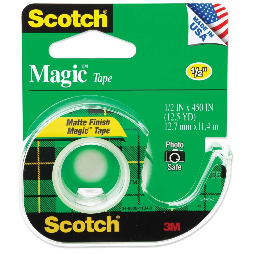 Scotch Magic Tape In Dispenser, 1/2in x 450in, Clear