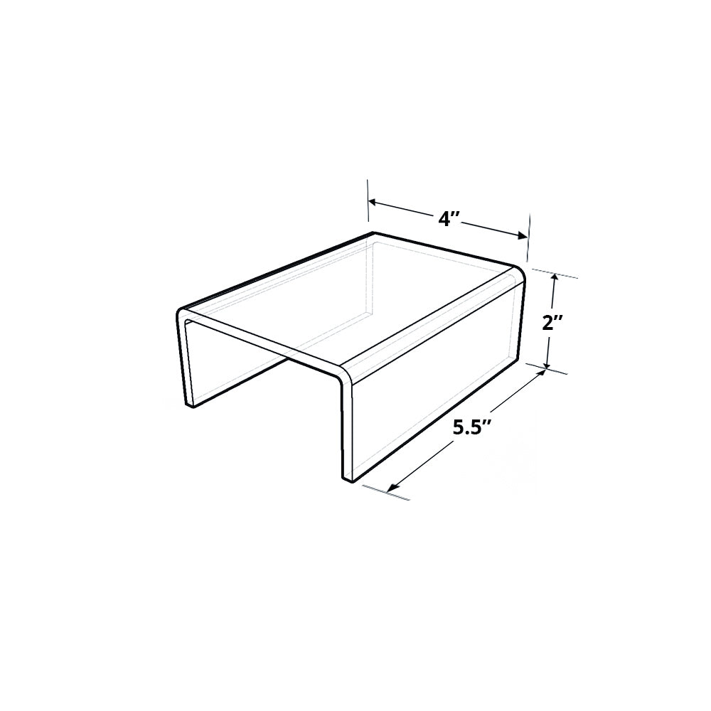 Azar Displays Acrylic Riser Displays, 2inH x 5-1/2inW x 4inD, Clear, Pack Of 4