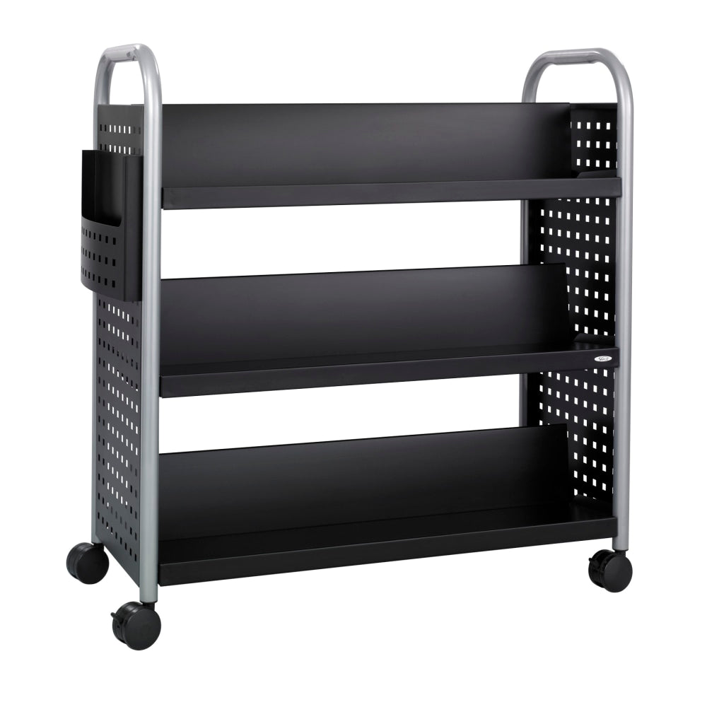 Safco Scoot Steel Book Cart, 6 Double-Sided Shelves, 41 1/2inH x 41 1/4inW x 17 1/4inD, Black