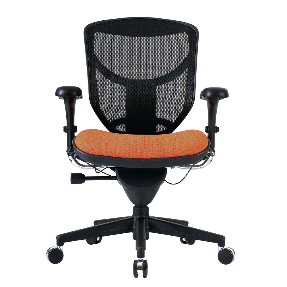 WorkPro Quantum 9000 Series Ergonomic Mesh/Premium Fabric Mid-Back Chair, Black/Tangerine, BIFMA Compliant