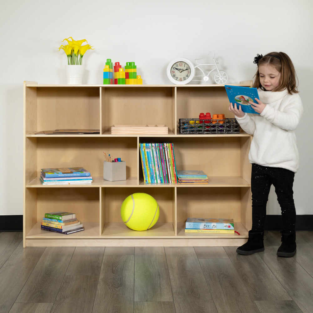 Flash Furniture Wooden School Classroom Storage Cabinet/Cubby, 36inH x 48inW x 15inD, Natural