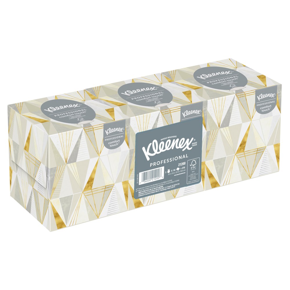 Kleenex Professional Facial Tissue Cube for Business, 90 Tissues Per Box, Pack Of 3 Boxes