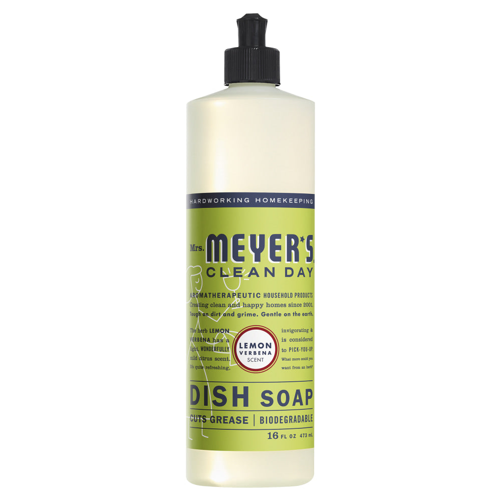 Mrs. Meyers Clean Day Dishwashing Soap, Lemon Scent, 16 Oz Bottle, Case Of 6