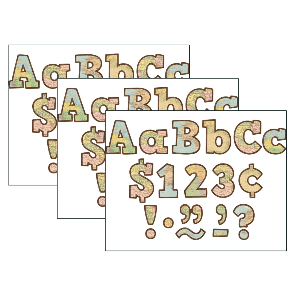 Teacher Created Resources 4in Letters, Travel The Map, 230 Pieces Per Pack, Set Of 3 Packs