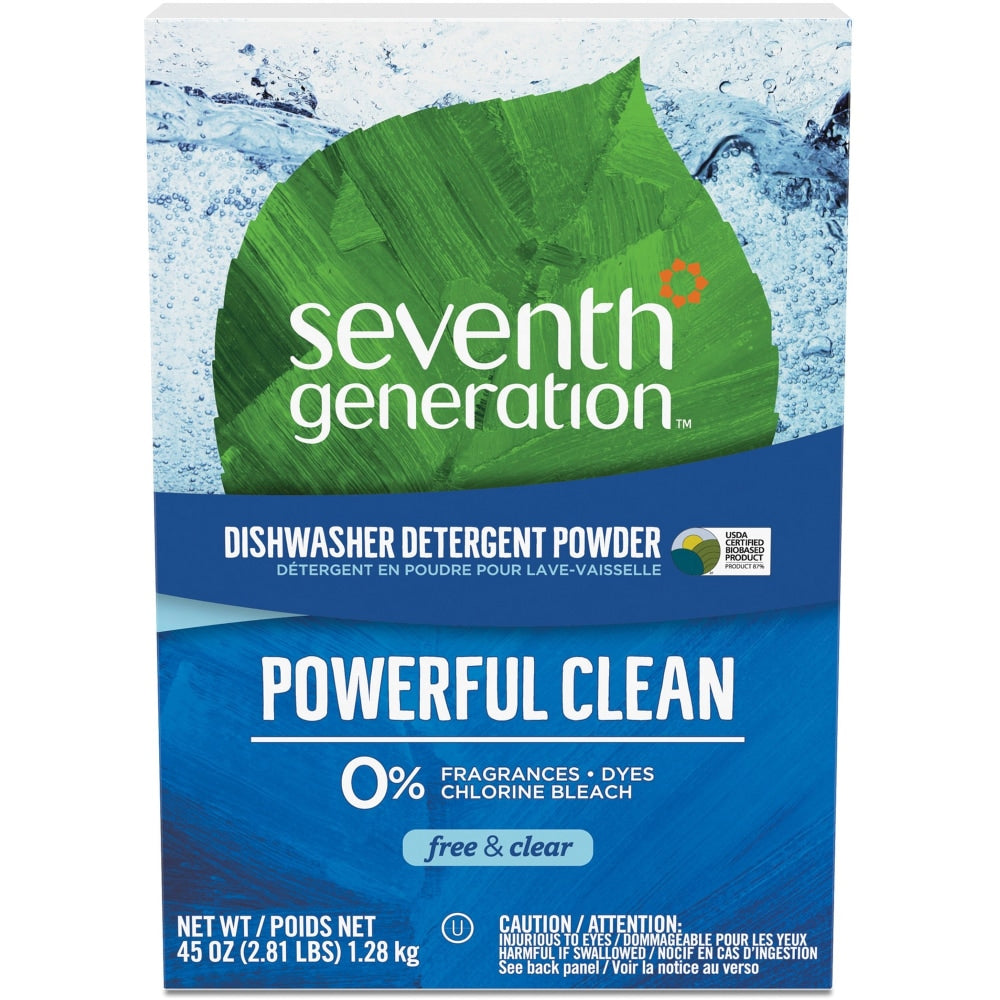 Seventh Generation Dishwasher Detergent - 45 oz (2.81 lb) - Free & Clear Scent - 12 / Carton - Clear