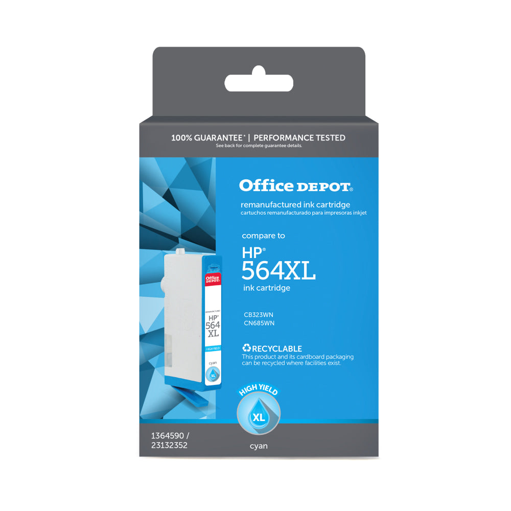 Office Depot Remanufactured Cyan High-Yield Ink Cartridge Replacement For HP 564XL, OM05038