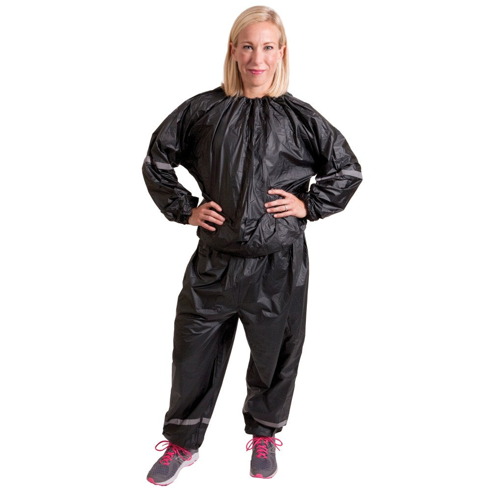 GoFit Vinyl Sweat Suit, Large/X-Large, Black