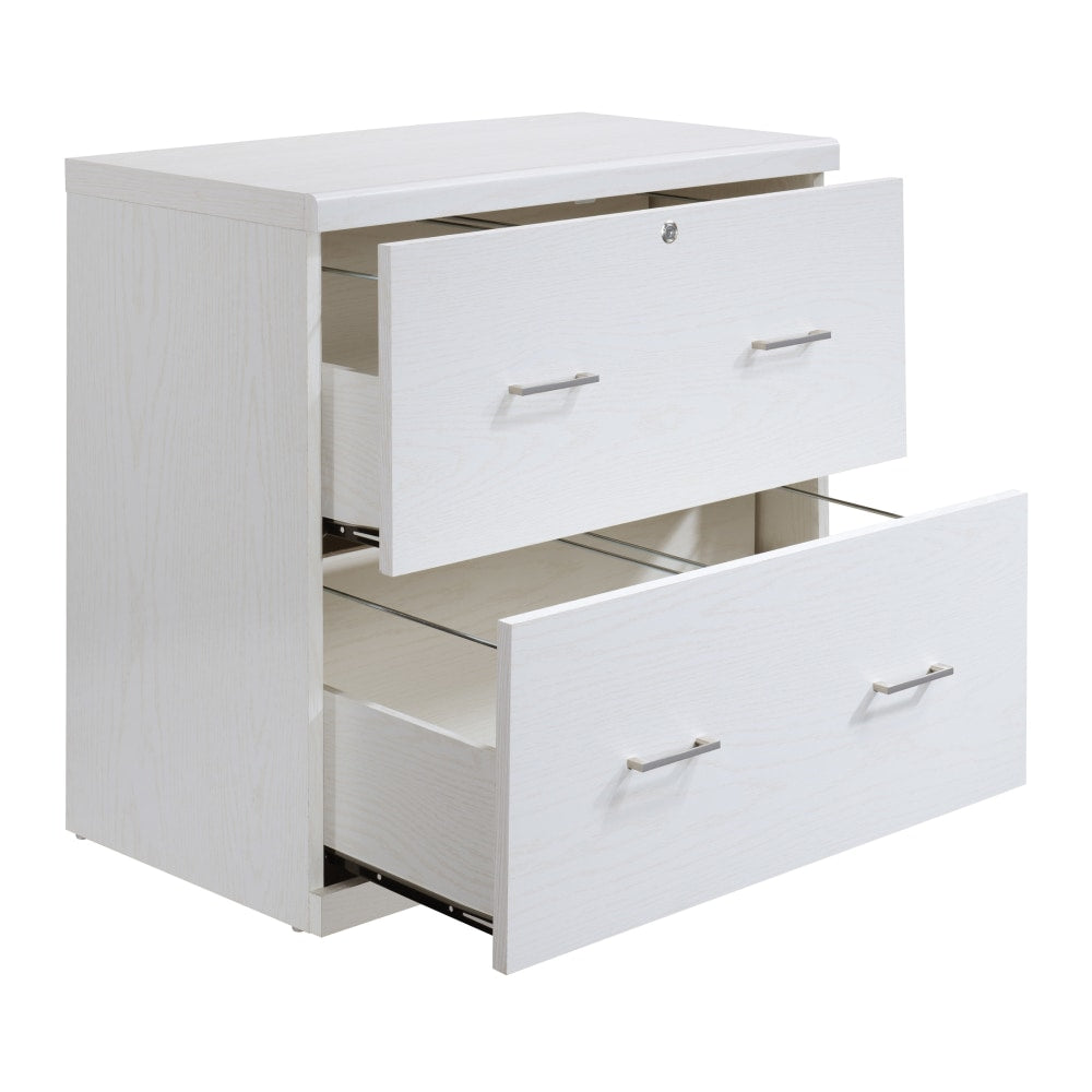 Office Star Alpine 30inW x 17inD Lateral 2-Drawer File Cabinet With Lockdowel Fastening System, White