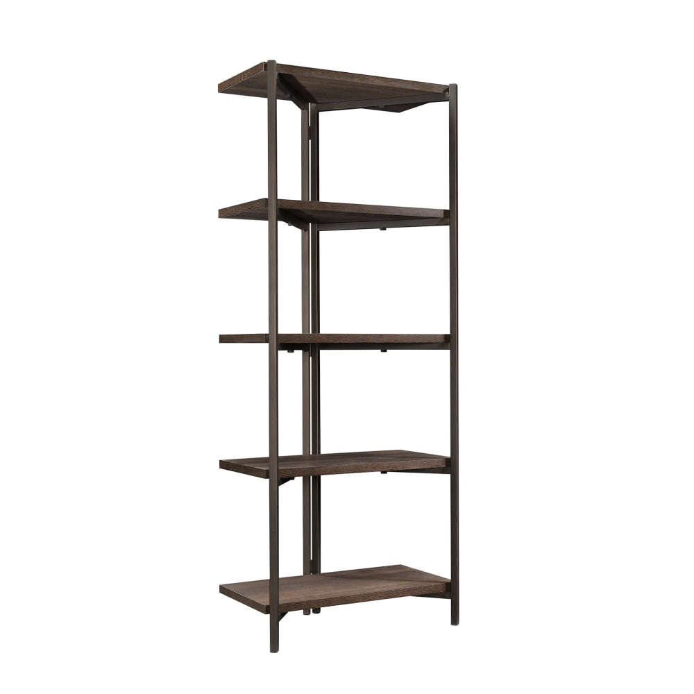 Sauder North Avenue 60inH 5-Shelf Bookcase, Smoked Oak/Black