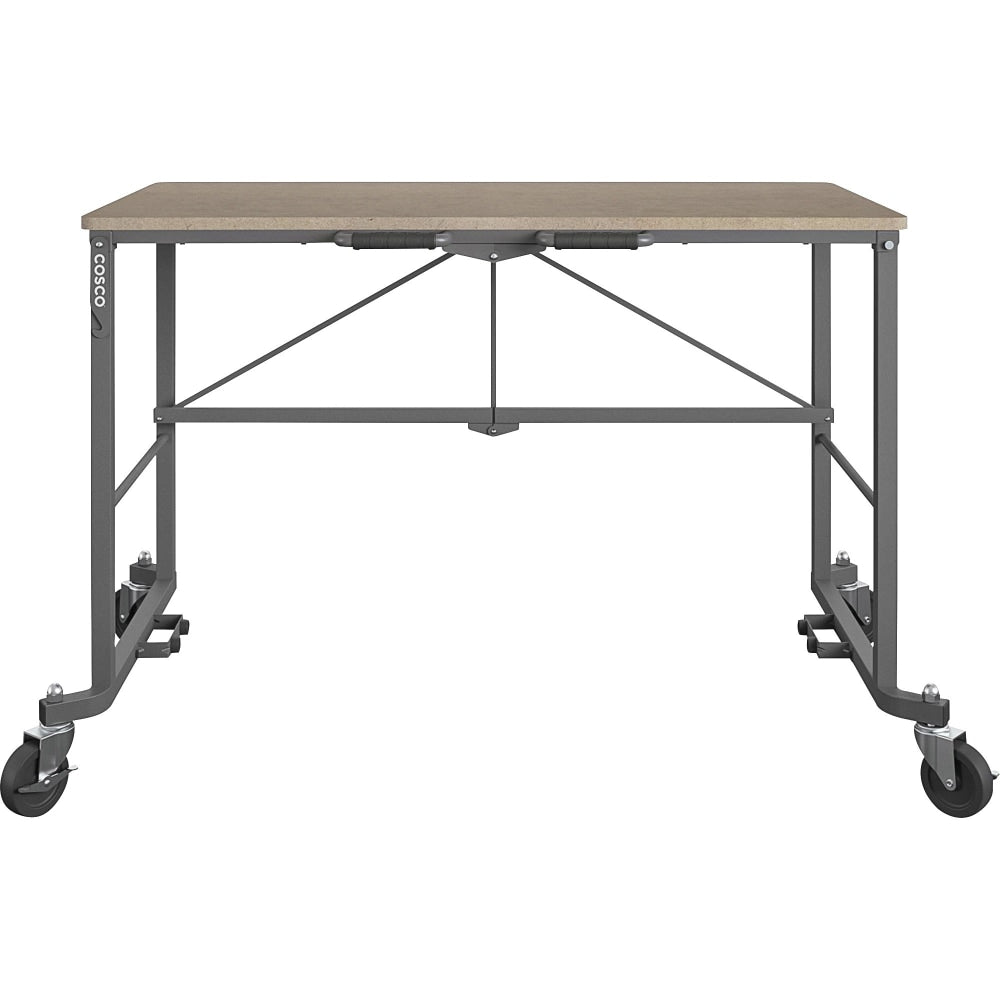 Cosco Smartfold Portable Work Desk Table - For - Table TopRectangle Top - Four Leg Base - 4 Legs - 350 lb Capacity x 51.40in Table Top Width x 26.50in Table Top Depth - 55.45in Height - Assembly Required - Brown - Steel