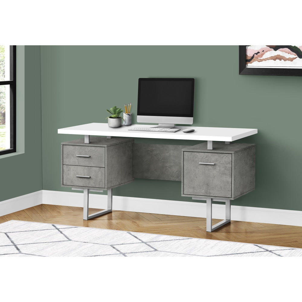 Monarch Specialties Violet 60inW Computer Desk, White/Gray