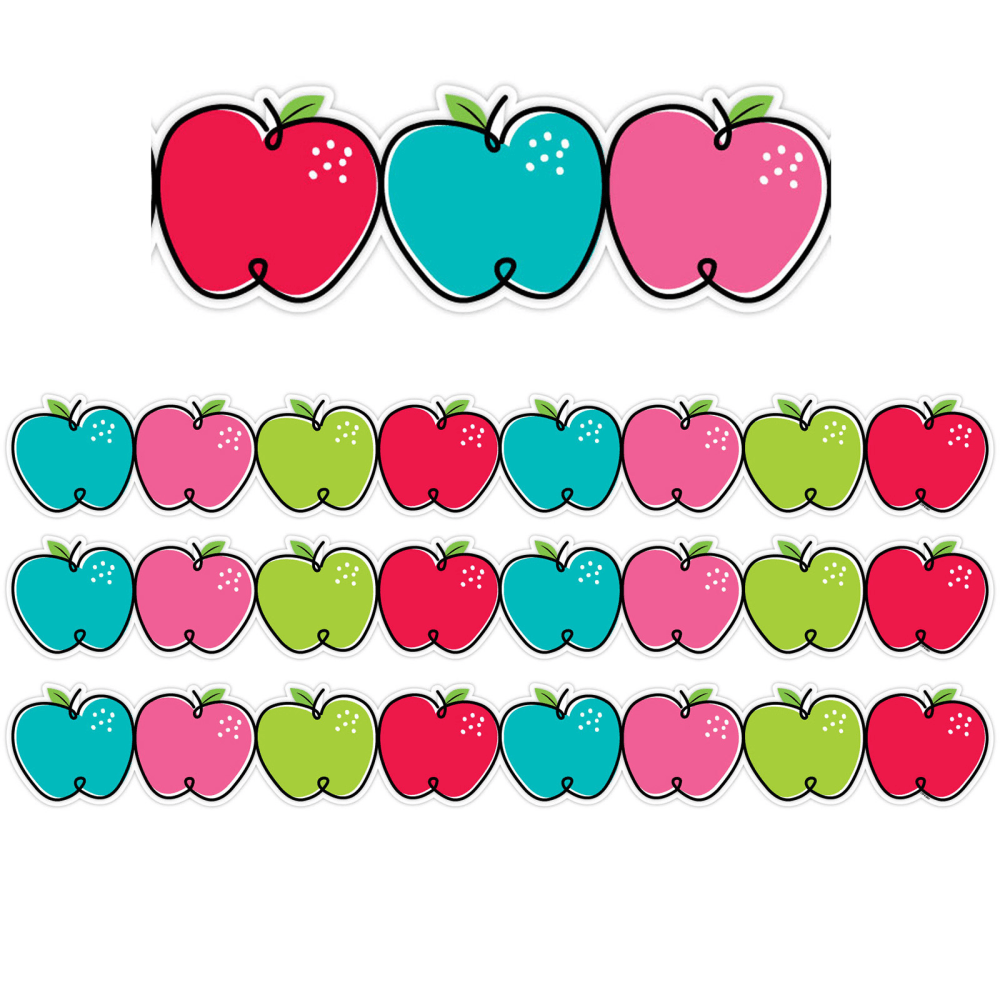 Creative Teaching Press EZ Borders, Doodle Apples, 48' Per Pack, Set Of 3 Packs