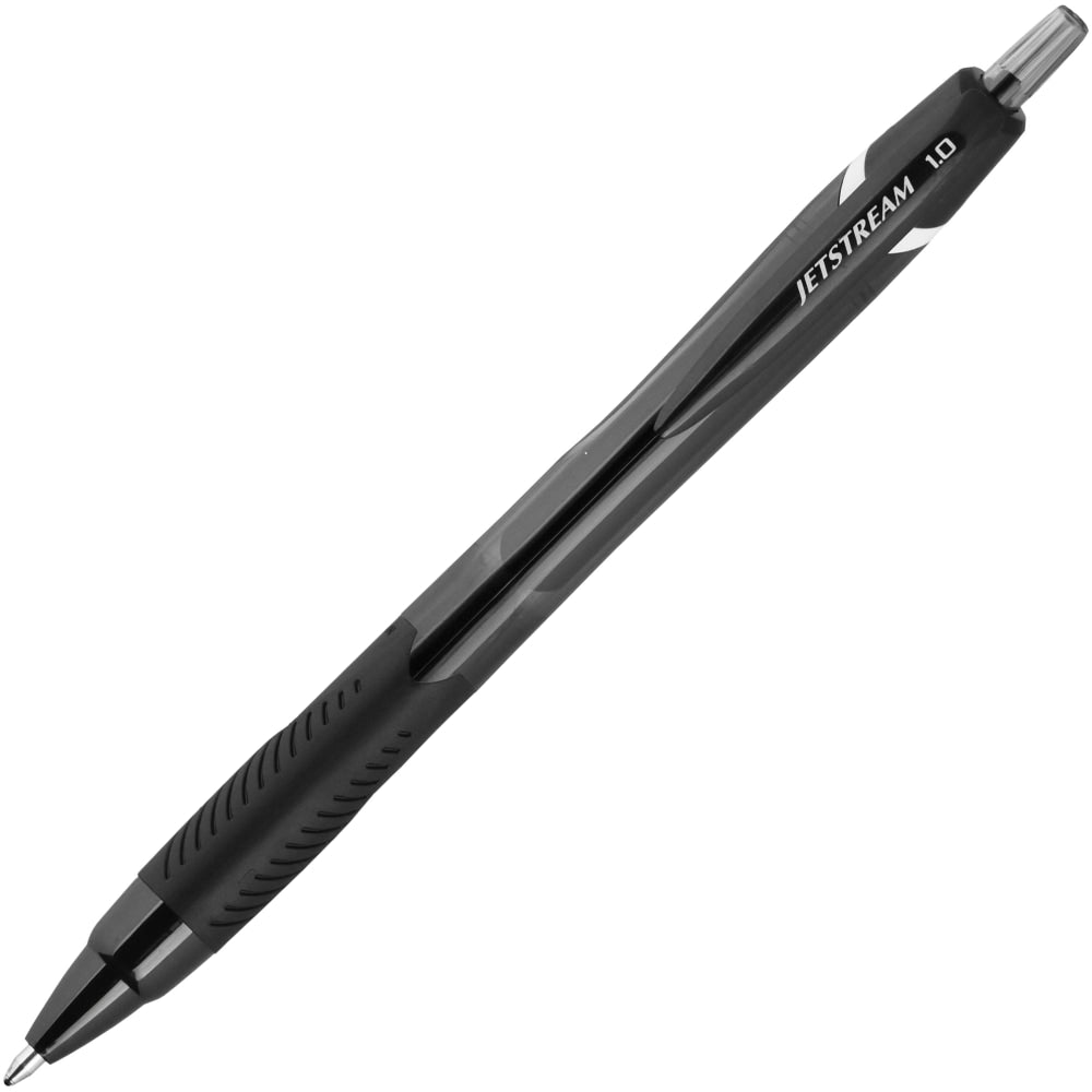 uni-ball Jetstream Elements Retractable Ballpoint Pens, Medium Point, 1.0 mm, Black Barrel, Black Ink, Pack Of 12 Pens